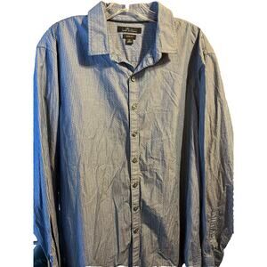 Marc Anthony Men’s XL Blue Striped Long Sleeve Button Down Cotton Slim Fit Shirt